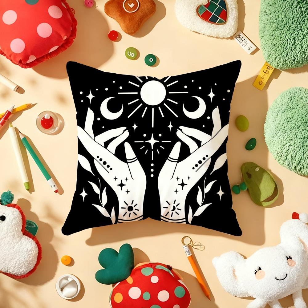 Celestial Hands Art Print Cushion Cover Plush Fabric Soft Double-Sided Printed Sofa Warm Winter Home Gift Pillow Cover