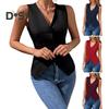 Women's Dressy Suit Vest V-Neck Button Down Blazer Waistcoat Sleeveless Crop Top Slim Fit Work Office Outfit