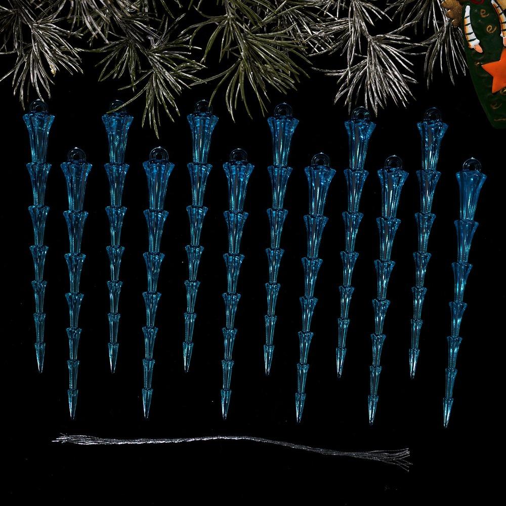 Clear Acrylic Icicle Ornaments Twisted Water Drop Design Snowflake Ornaments Set  Home Decoration