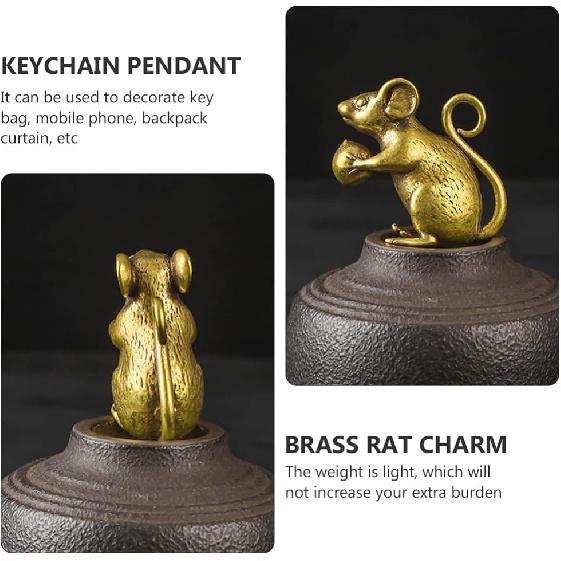 Brass Figurine Copper Lucky Rat Statue Animal Sculpture Collectibles Zodiac Pendant Rich Wealth Amulet Home Decoration