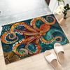 Large Crystal Velvet Area Mat Vintage Octopus Design Non Slip Fade Resistant Machine Washable Living Room Bedroom Game Room