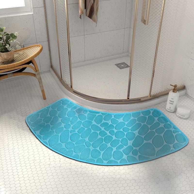 Curved Bathroom Mat Thickened Shower Room Absorbent Door Mat Toilet Bathroom Non-Slip Mat Dirt-Resistant Entrance Mat
