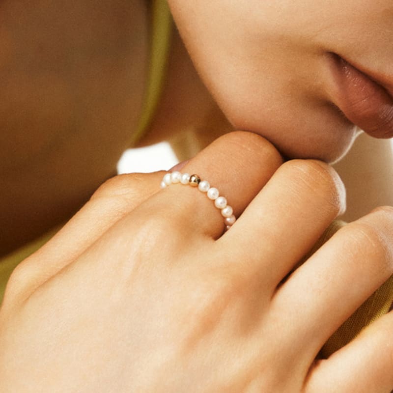 

LUNNE 14k Freshwater Pearl Gold Ball Ring (14k Gold) #LFR03 FREE