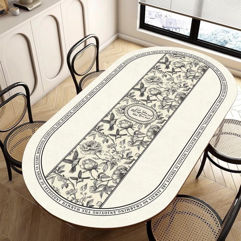Handun Oval Sheepskin Texture Leather Dining Table Mat