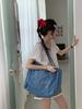 Retro Denim Shoulder Bags for Women Large Capacity Commuter Ladies Tote Handbags Letter Embroidery Female Travel Shopping Bag