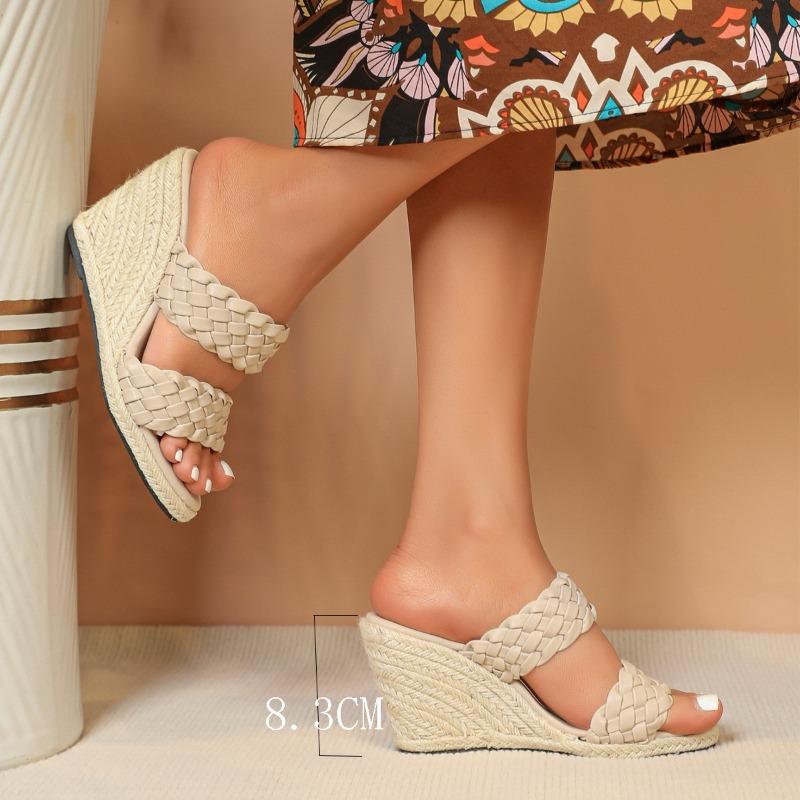 Eilyken/летние соломенные шлепанцы из однотонной ткани — фото 12