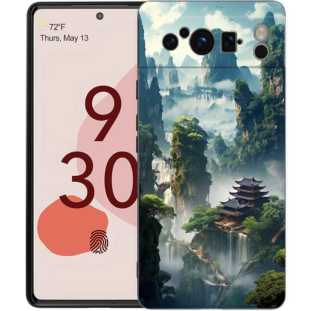 

Landscape Art Phone Case For Google Pixel 8 7 6 Pro 8A 6A 7A 5G Soft Silicone Shockproof TPU Black Cover Fundas Pixel 7