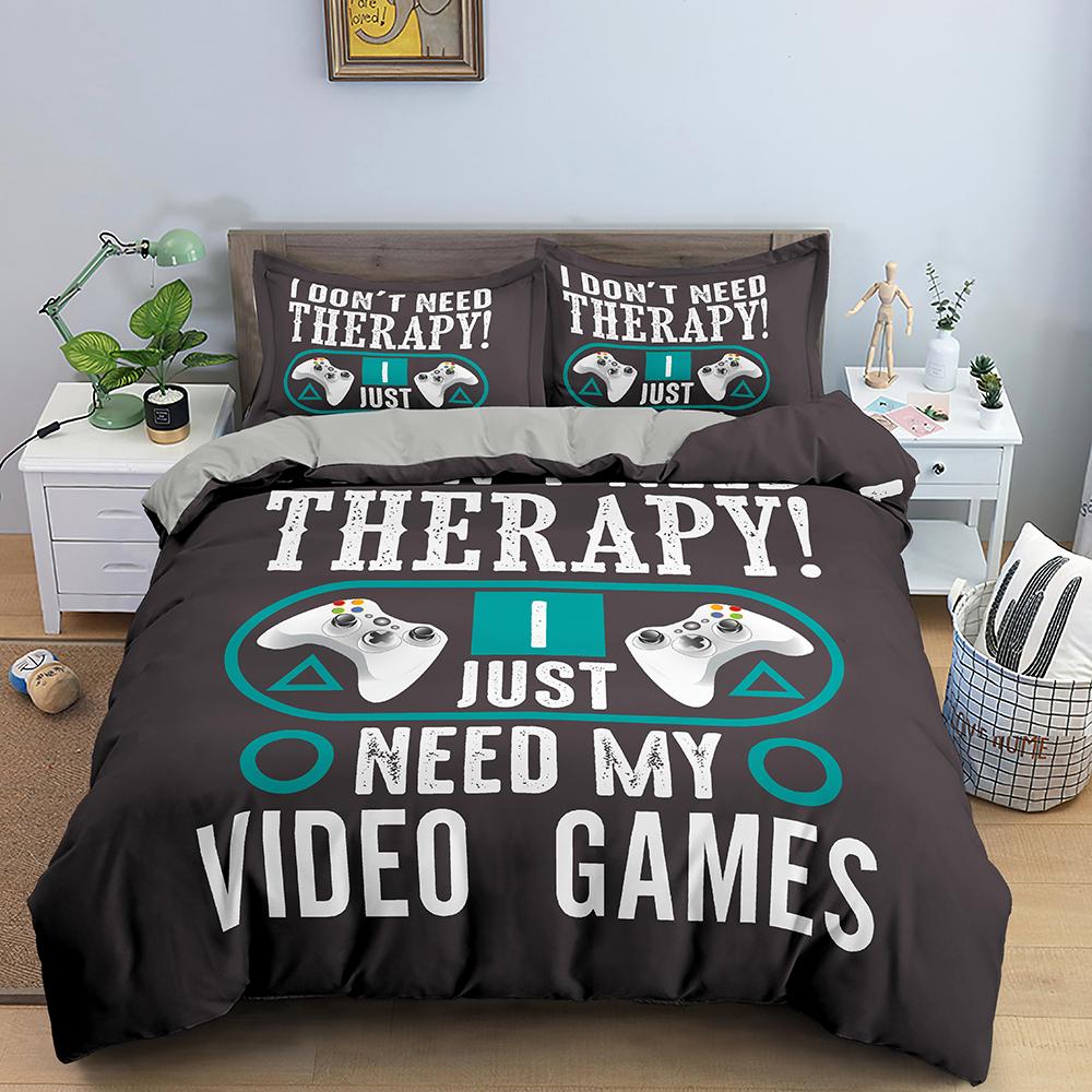 Comforter Gamer Bedding Set Luxury Retro Game Handle Queen Teen Boy Girl Gamepad Print Quilt/ 2/3Pcs