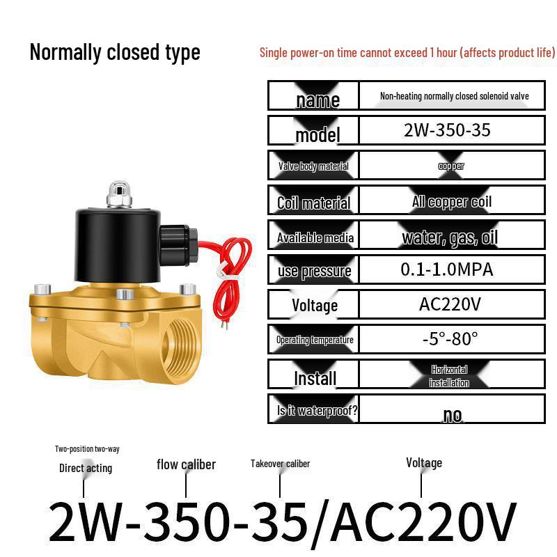 Válvula Solenoide Eléctrica - 1 Pulgada, 4 Puntos, Normalmente Cerrada, 12V/24V/220V Control de Agua y Drenaje