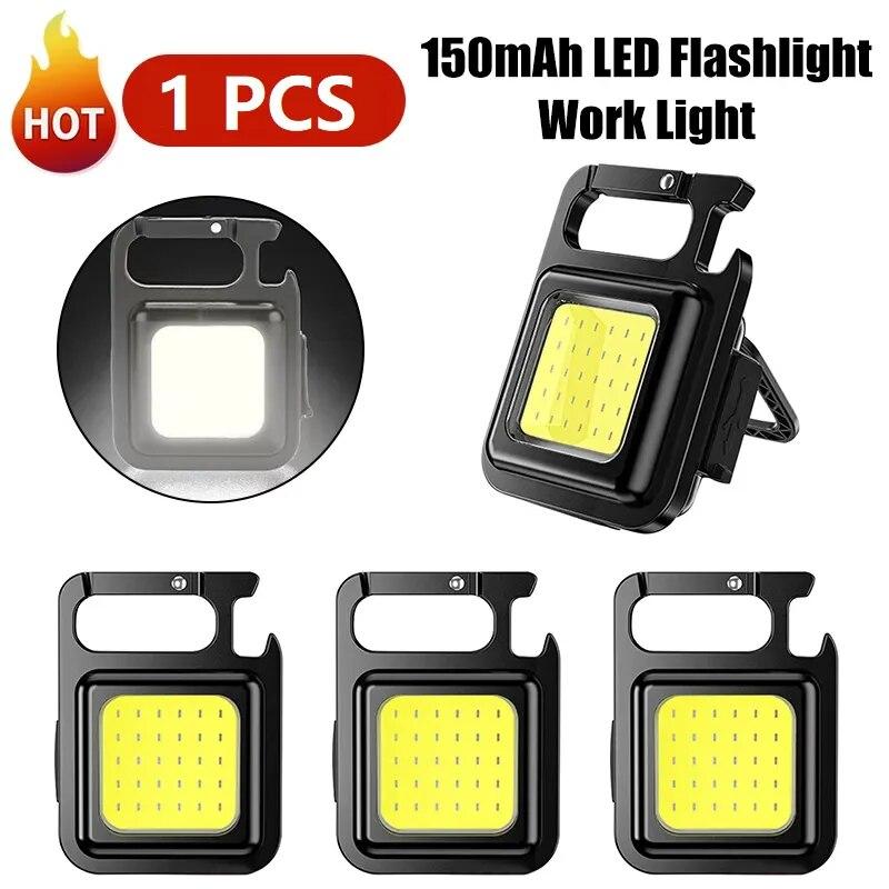 150mAh Mini LED Flashlight Work Light Portable Pocket Flashlight Keychains USB Rechargeable For Outdoor Camping Small Light