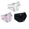 3Pcs Cotton Underwear Women Seamless Briefs Bowknot Stripes Underpants Breathable Mid-Waist Briefs for Female