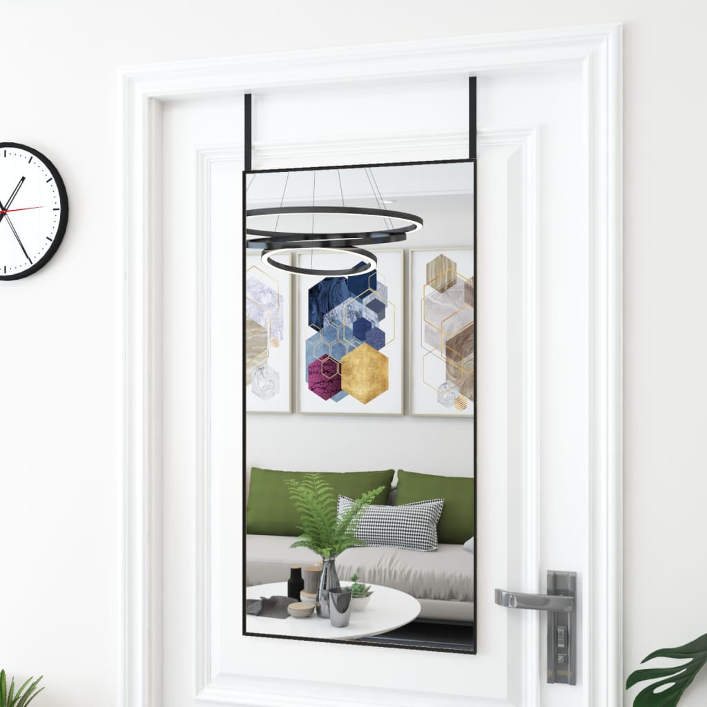 Door Mirror Black 50x100 cm Glass and Aluminum