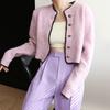 Women Sweater Spring Fall New Candy Solid Color Wool Round Neck Singlebreasted Long Sleeve Knit Cardigan Sweater  C-131