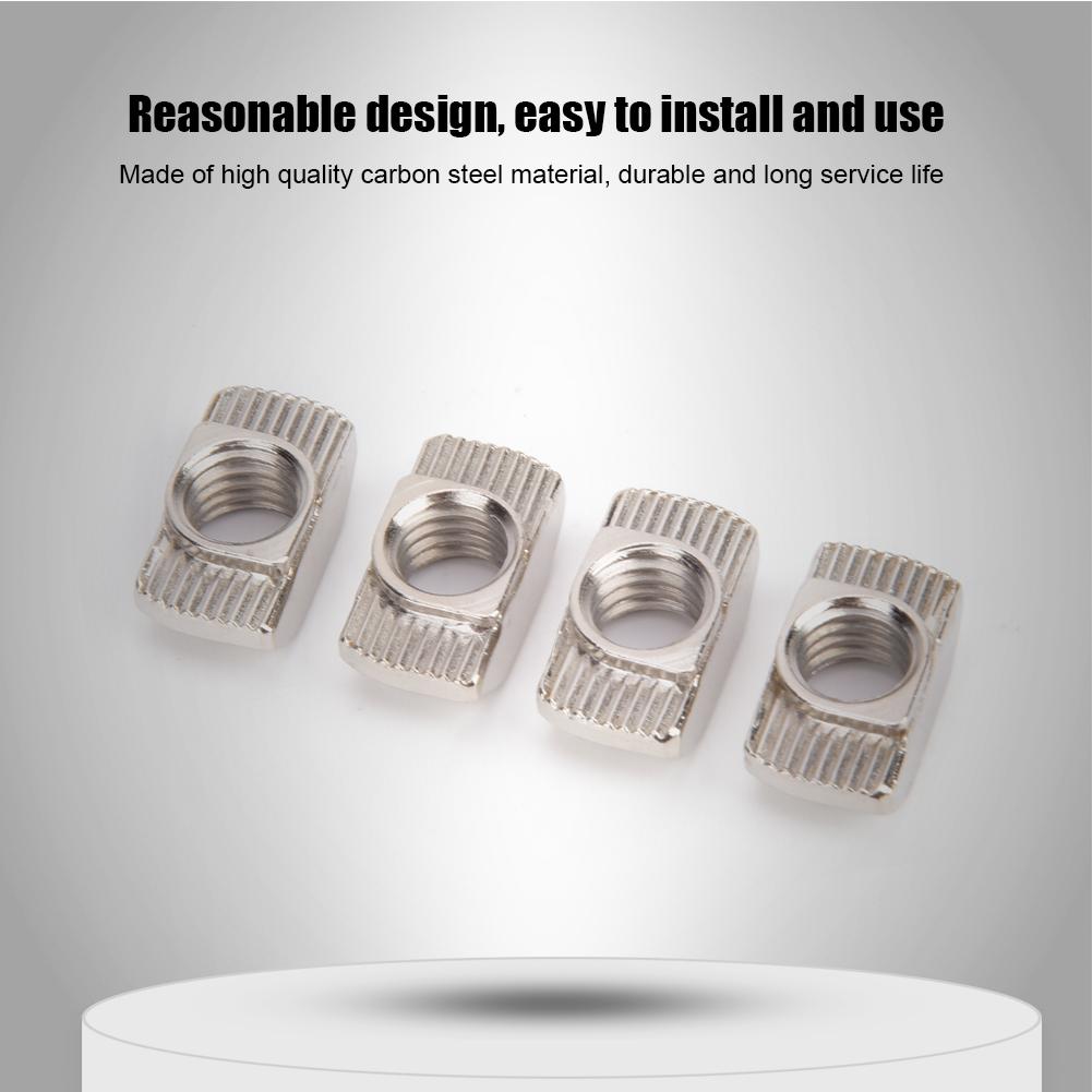 100Pcs T slot Nut Nickel Plating Carbon Steel Sliding Fasteners for Aluminium Profiles(M8 )