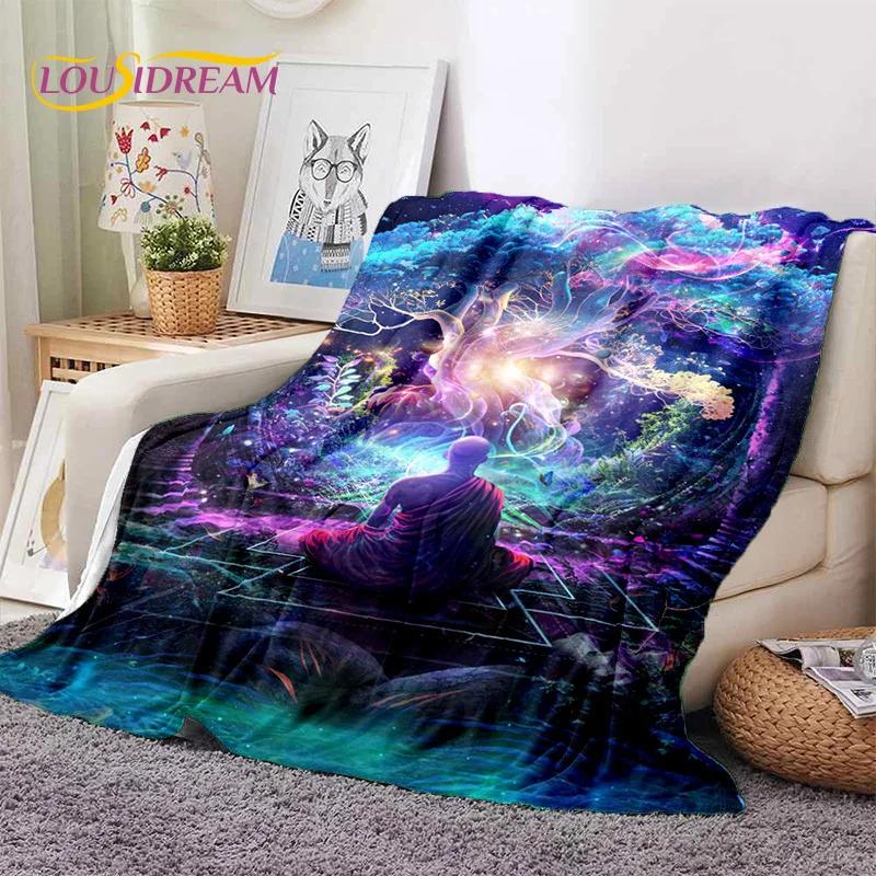 3D Yoga Meditation Rainbow 7 Chakra HD Soft Flannel Blankets,Throw Blanket Comfortable Blanket for Picnic Beds Home Bedroom Gift