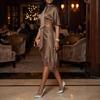 Women's Lace Cutout Satin Dress Short Sleeve Cocktail Going Out Dress