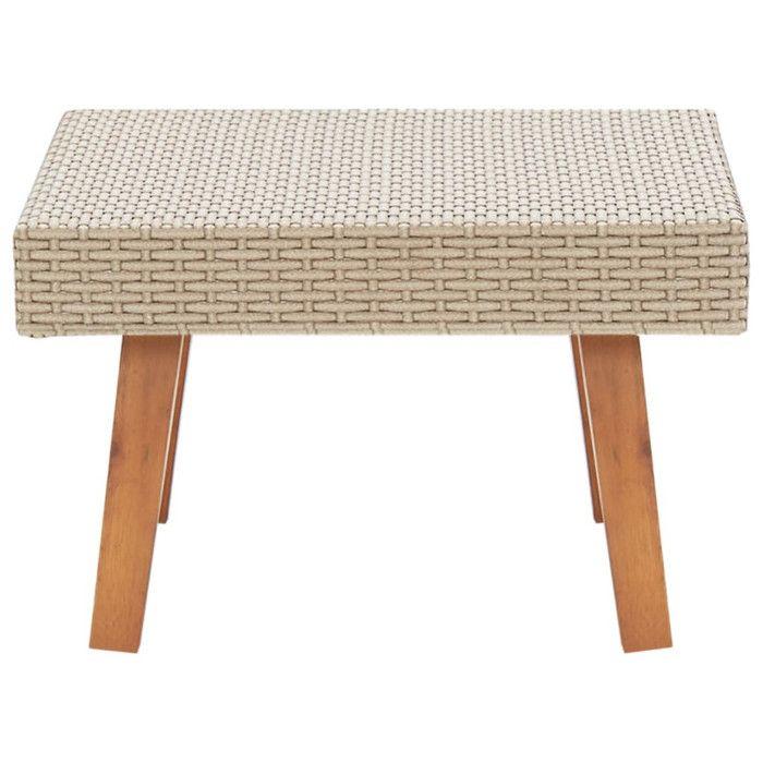 Table basse de jardin en résine tressée - Beige - 70 x 50 x 33 cm