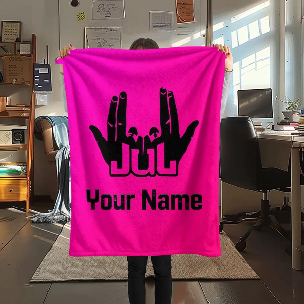 1PC Custom Name JuL C'est Pas Des Lol Patterned Flannel Blanket Suitable For All Seasons for Home Decor Warmth and Comfort Gifts Holiday Present -HE72