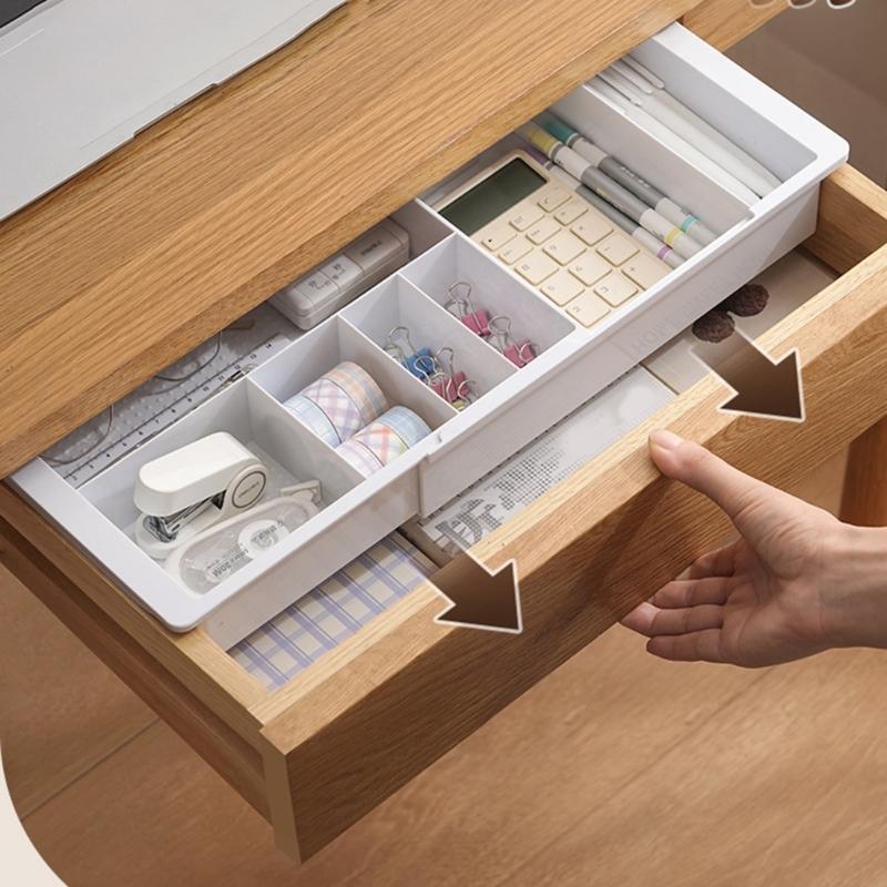 Space Saving Plastic Multi Compartment Organiser Drawer Box For Stationery Electronics Storage Smooth Sliding Drawers