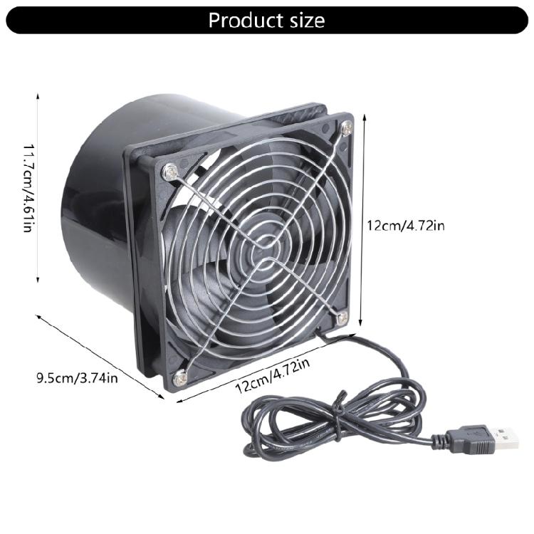 12cm USB Brushless Exhaust Fan with USB Cable for 3D Printer Enclosures and Soldering Stations Efficient Fume Extraction
