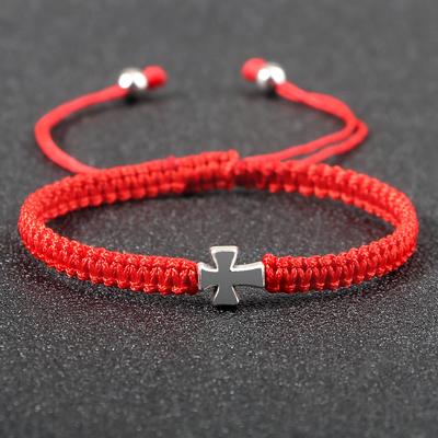 Trendige Jesus-Kreuz-Armbänder Für Männer Paare Handgemacht Rotes Seil Glücks-Geflecht Gebetsarmbänder Frauen Yoga Meditation Schmuck Homme