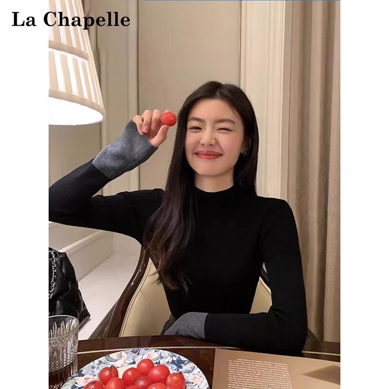 La Chapelle Women s Mock Neck Color Block Knit Sweater One Size (85-115 jin)