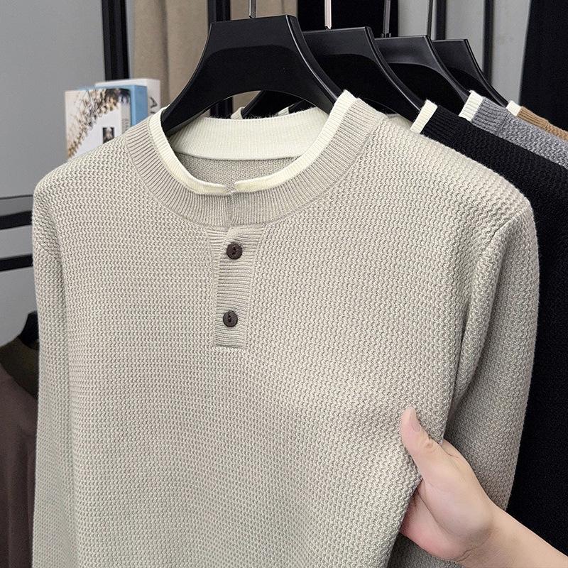 Men's Casual Solid Color Knitwear - Cross-border Autumn/Winter Versatile Base Layer