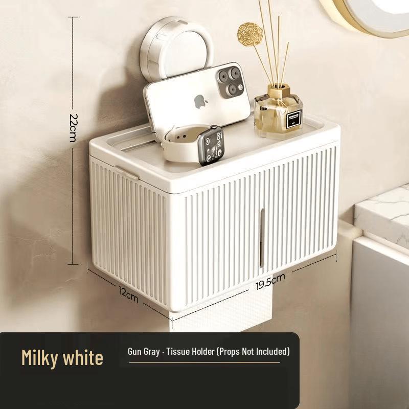Suction Cup Wall-Mounted Toilet Tissue Box & Storage Rack