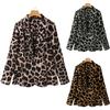 Womens Turn-Down-Collar Blazer Suits Full Sleeve Business Leopard Print Loose Button Coats Plus