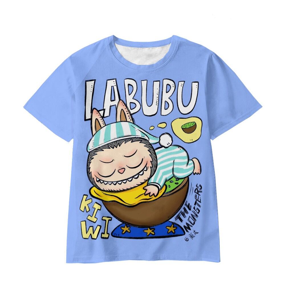 Labubu T-shirt Short-sleeved Male and Female Student Wear Cartoon 3D Printing Tide Top