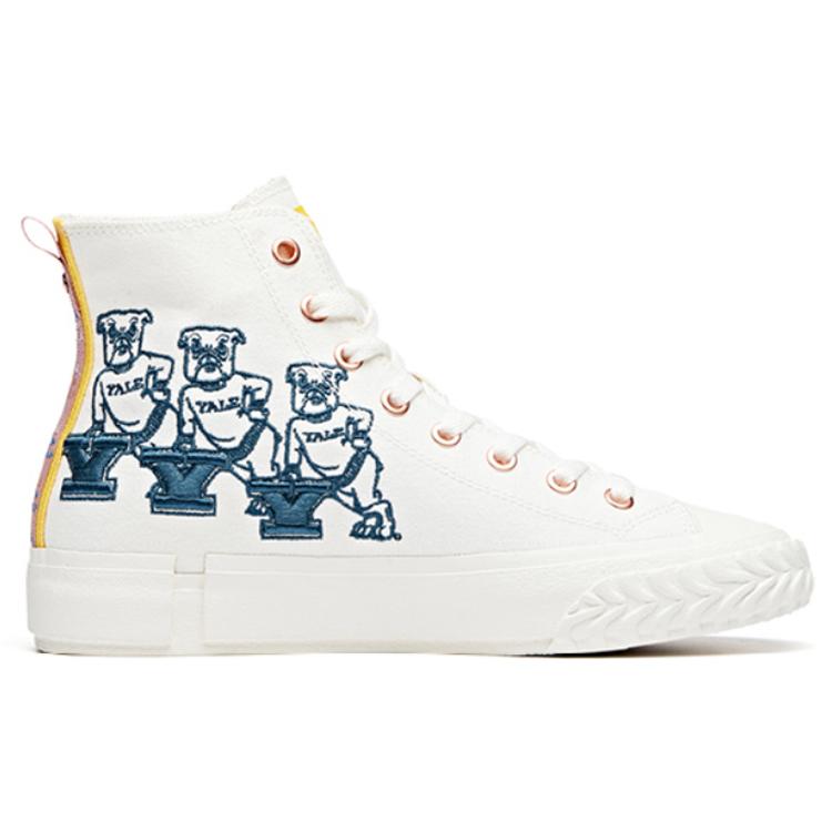YELU X Anta Non Slip Lightweight High Top Canvas Shoes Women's Milk White 122028650-8