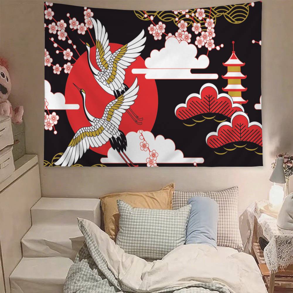 Crane Tapestry Wall Hanging Tapestry Art Deco Blanket Curtain Hanging At Home Bedroom Living Room Decor