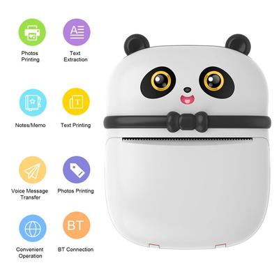 Mini impressora térmica de bolso panda, 57mm, sem fio, bluetooth, 300dpi, com 1 rolo de papel térmico para impressão de etiqueta de memorando de foto