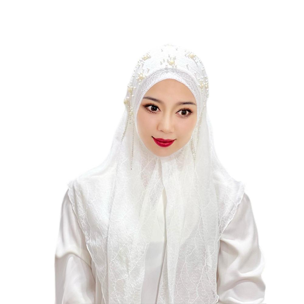 Ochrana Muslimský šátek na hlavu Pokrývka hlavy Muslimský spodní šátek Střapcový šátek Klobouk na hlavu Korálek Květina Šál