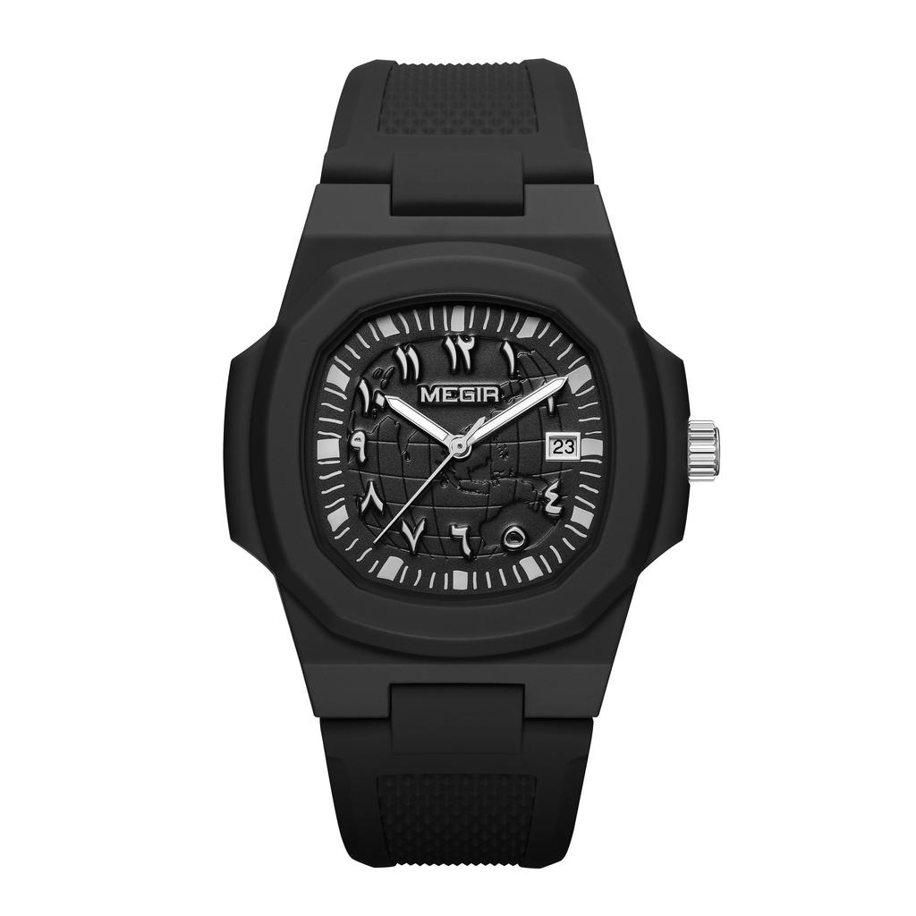 Megir 43MM Irregular Dial Men Watches Quartz Waterproof Sport Casual Wristwatch Clock Date Gifts for Man Montre Homme 8119