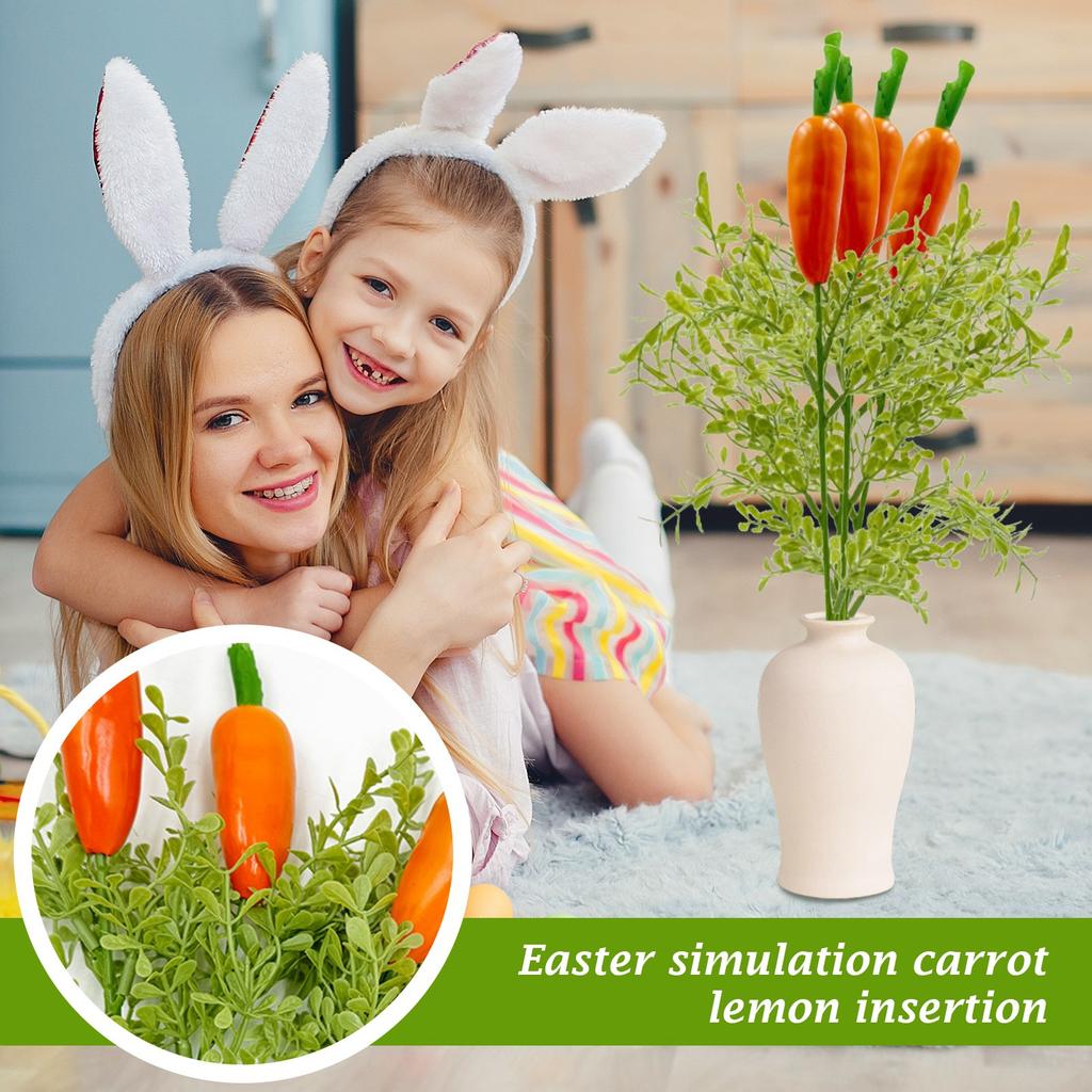 Sztuczne kwiaty, Dekoracyjne kompozycje kwiatowe z rzodkiewką wielkanocną i cytryną, Odpowiednie na domowe przyjęcie, do wazonu, jako centralne elementy dekoracyjne, 6 szt.