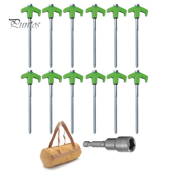 Zelt-Erdnägel, Camping-Heringe mit Aufbewahrungstasche, scharfes Spitzen-Design, einfache Installation, drehbare Bodennägel, Zubehör