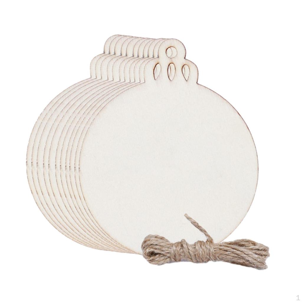 10 Pieces Christmas Tree Decoration Pendant Xmas Decor Blank Wooden DIY Craft Gifts Ornaments for