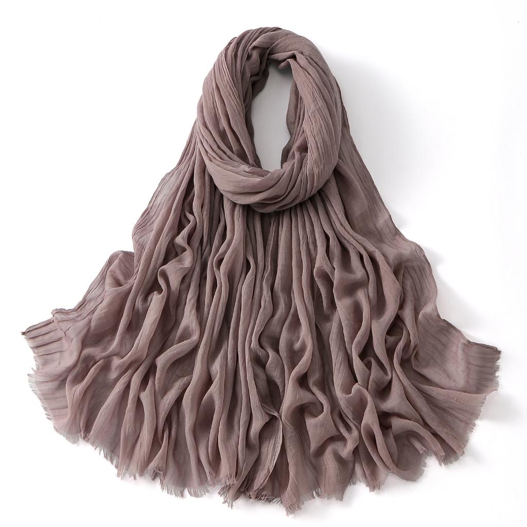 Muslim Cotton Rayon Hijab Solid Color Plain Scarf Women Soft Cotton Viscose Thin Voile Shawl Remove Edge Headscarf Turban