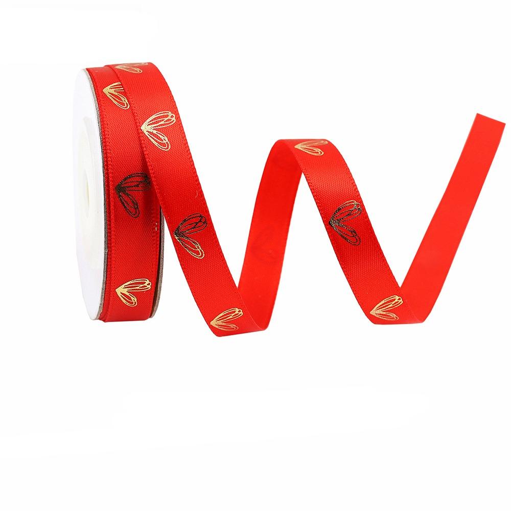 10 Yards Valentine s Day Ribbons Satin Hot Stamped Gift Box Packaging Ribbon For Event Red