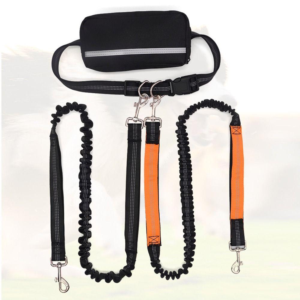 Anti-Tangle Dog Running Leash Reflective Stitching Hands Free Dog Leash  Outdoor Activities