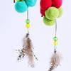 Cat Toys Feather Stick Cats Toy Interactive Colorful Tassel Sticks Toys for Cats Teasing Solid Wood Handle Cat Toy with Bell
