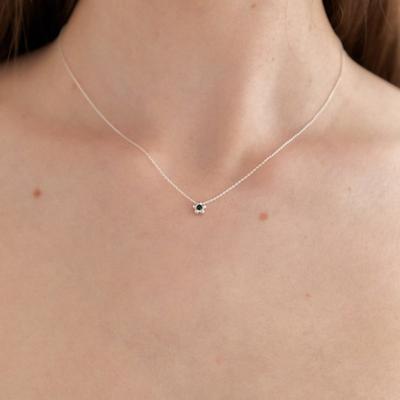 OVLA (SILVER 925) Black Stone Flower Necklace JN026