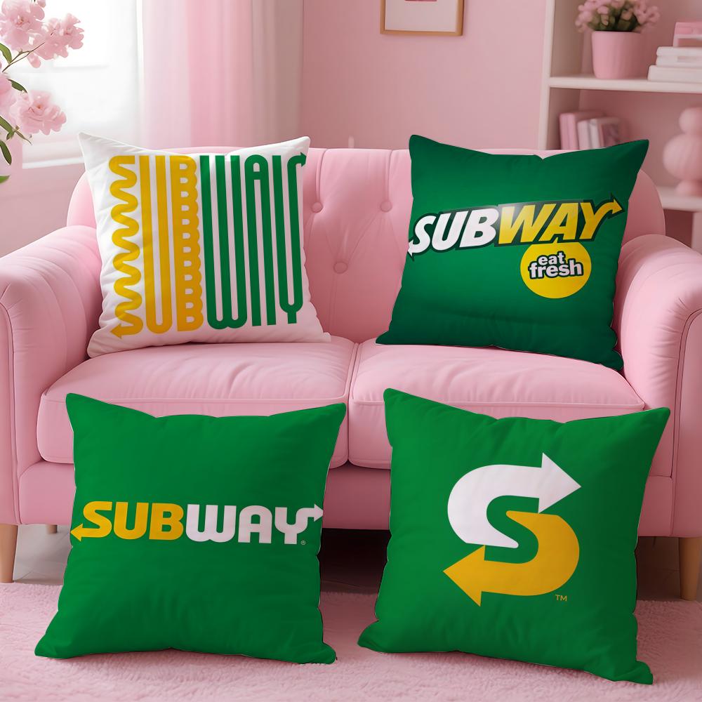 American Restaurant S-Subway-s Cushion Cover 2-in-1 Reversible Plush Pillow Cover | Car/Sofa/Bed | Perfect Gift