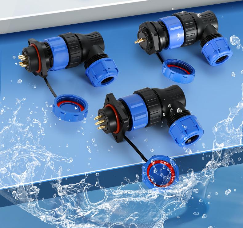 Right-Angle Waterproof Aviation Plug & Socket Connector (SD28, Male & Female, Butt Welding, Nut Type)