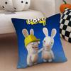 Anime R-Raving Rabbids Pillow Case Anti-Dustmite Pillowcase Invisible Zipper Silky Short Plush Sofa Cushion Cover