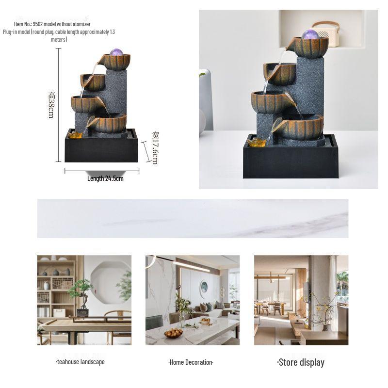 Popular Resin Water Feature: Small Zen Desktop Fountain for Wealth and Tranquility