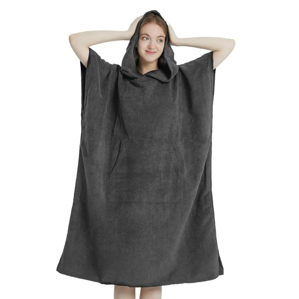 BEPAN Surf Poncho Towel Poncho Quick-Dry Towel Hoodie Microfiber Beach Robe Changing Poncho Swim Towel Beach Poncho For Adults 78x110cm темно серый