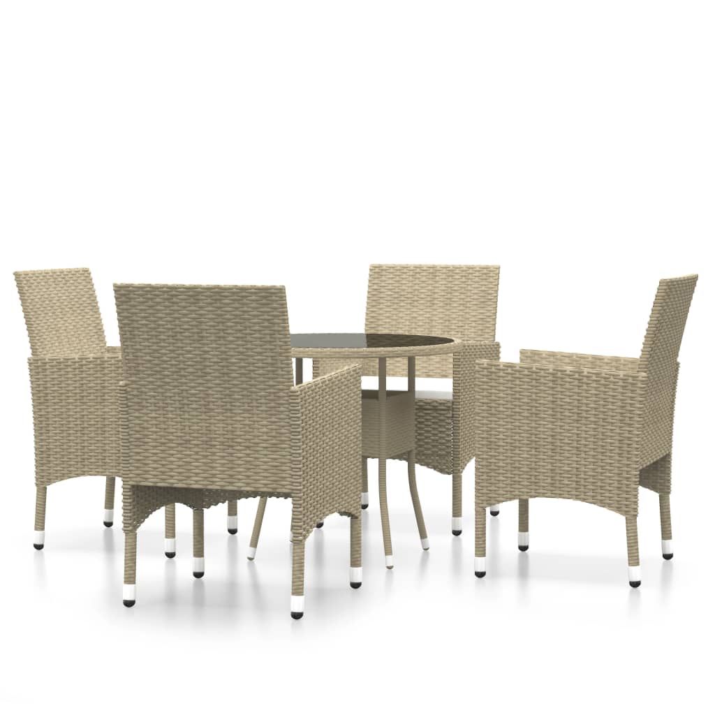Vidaxl 5-Cz. Garden Furniture Set, Polyrattan, Beige