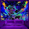Gothic Grim Reaper Blacklight Tapestry UV Reactive Peach Skin 2D Flat Print Psychedelic Death Scythe Wall Hanging Bedroom Decor